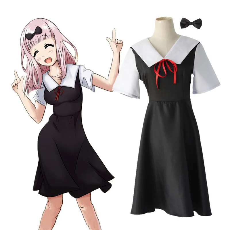 Chika Fujiwara косплей костюмы с короткими рукавами платье японского аниме Kaguya sama: Love is