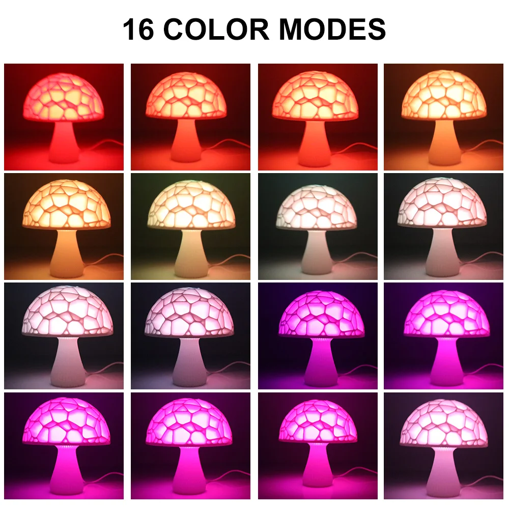 BORUiT 3D теплый грибной светодиодный ночник 16 цветов с регулируемой яркостью RGB