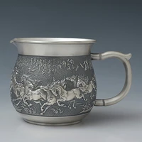 pure silver 999 elegant heat insulation fair cup kungfu teaware silver tea sea household exquisite old silver tea separator set