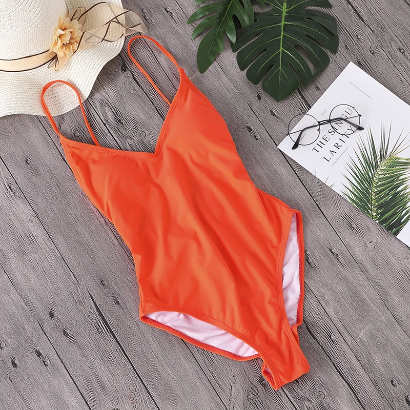 Minimalism Le 2017 Sexy Deep V One Piece Swimsuit Solid Bandage Bathing Suits Monokini Women Swimwear Maillot Biquini BK796|bikini bikini|bikinis