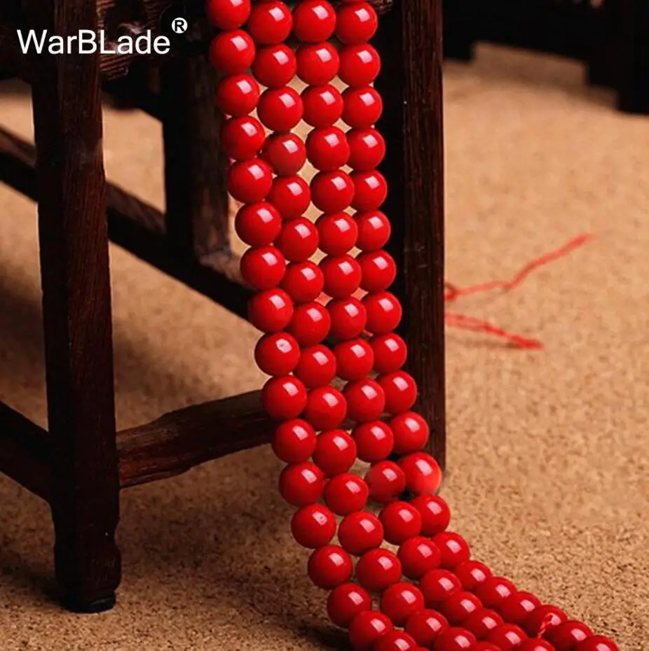 Новые высококачественные темно-красные коралловые бусины из натурального камня, круглые бусины 4 мм 6 мм 8 мм 10 мм для изготовления браслетов и ожерелий - Цвет: Bright red