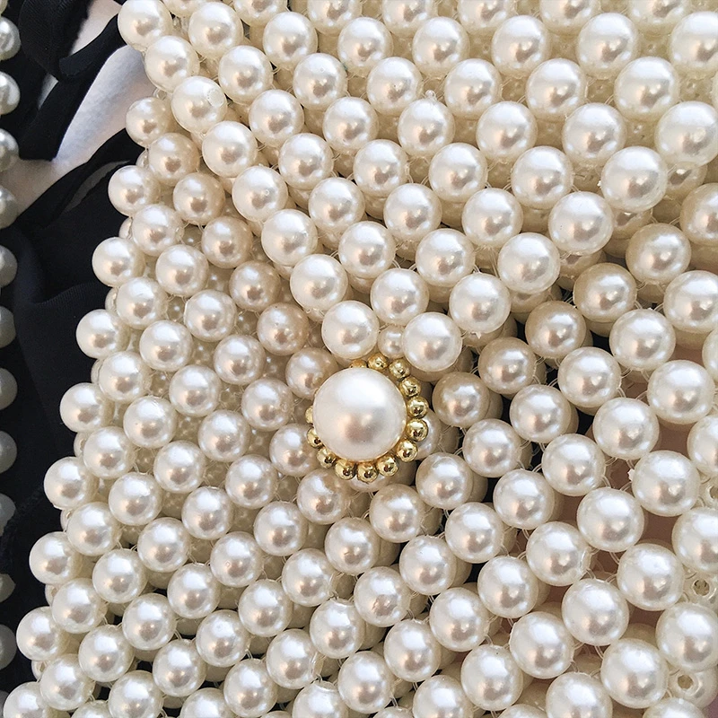 

Women's Handmade Woven Pearl Bag White Women Beaded Lipstick Pocket Bag INS Hot
