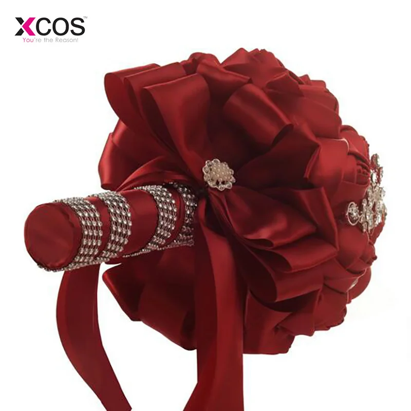 Burgundy Wedding Flowers Bridal Bouquets High Quality Sparkle Crystal Beads Pearls Luxury Bride Bouquet | Свадьбы и торжества