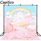 Capisco Радуга Розовый леденцы замок ребенок душ фотография фоны День Рождения вечерние графические фоны для фотостудии