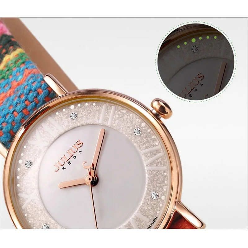 Bohemia Tweed Drama Julius Women's Watch Japan Quartz Hours Clock Fine Fashion Dress Leather Bracelet Girl Birthday Gift Box 924 |