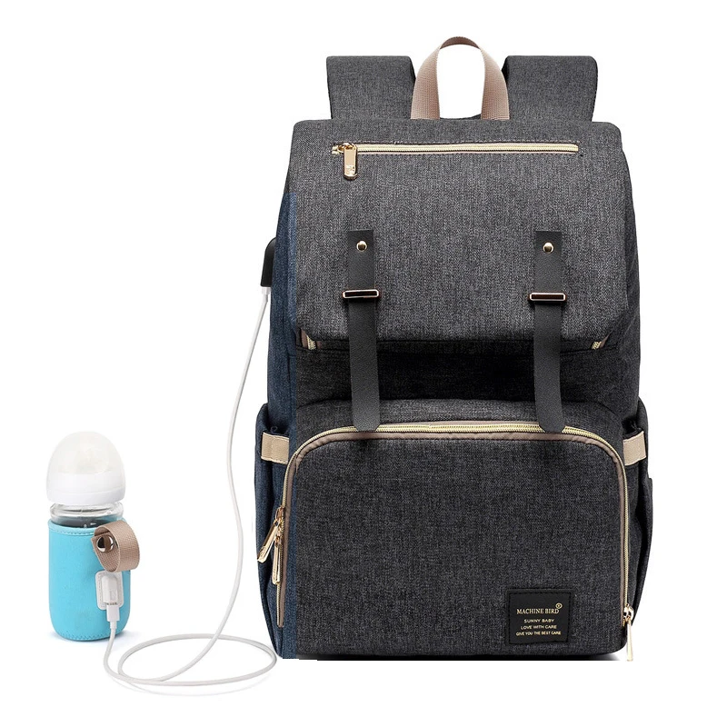 Black with USB Новинка, сумка для подгузников для мамы, мамы, материнства, рюкзак для подгузников, детская коляска, органайзер для путешествий, сумка для ухода за ребенком - Цвет: Black with USB