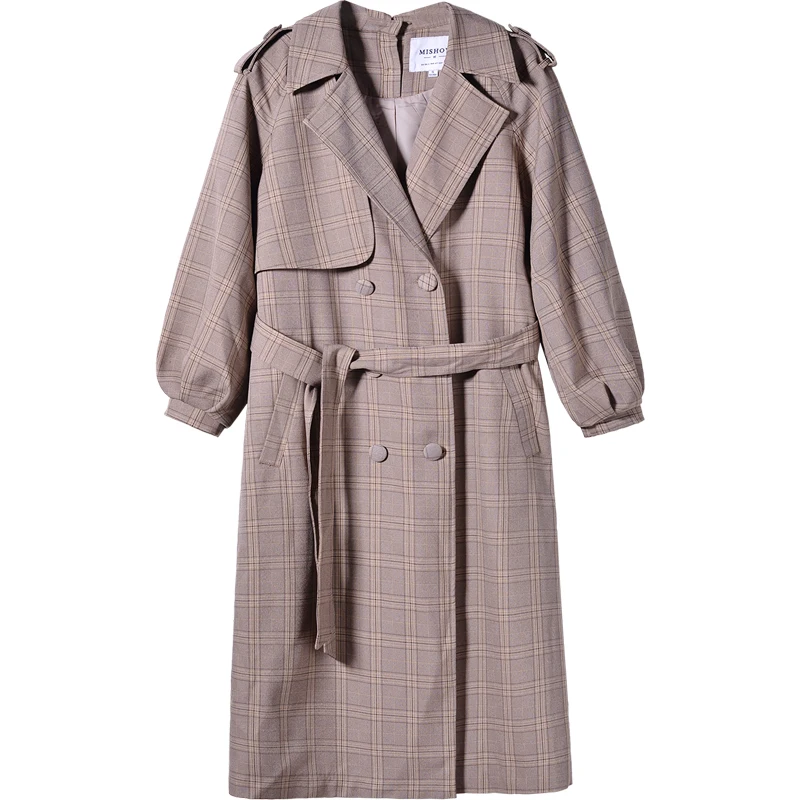Mishow 2019 женское клетчатое средней длины пальто с длинными рукавами Свободная