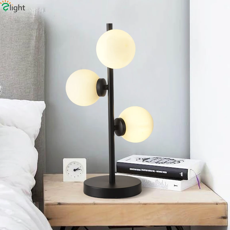 Скандинавская простая Светодиодная настольная лампа со стеклянным шаром