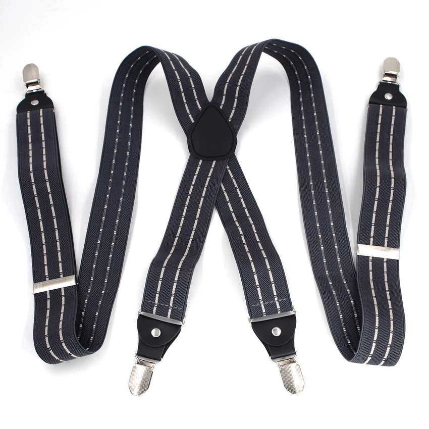 Мужские подтяжки из искусственной кожи 4 зажима регулируемый ремень подарок для