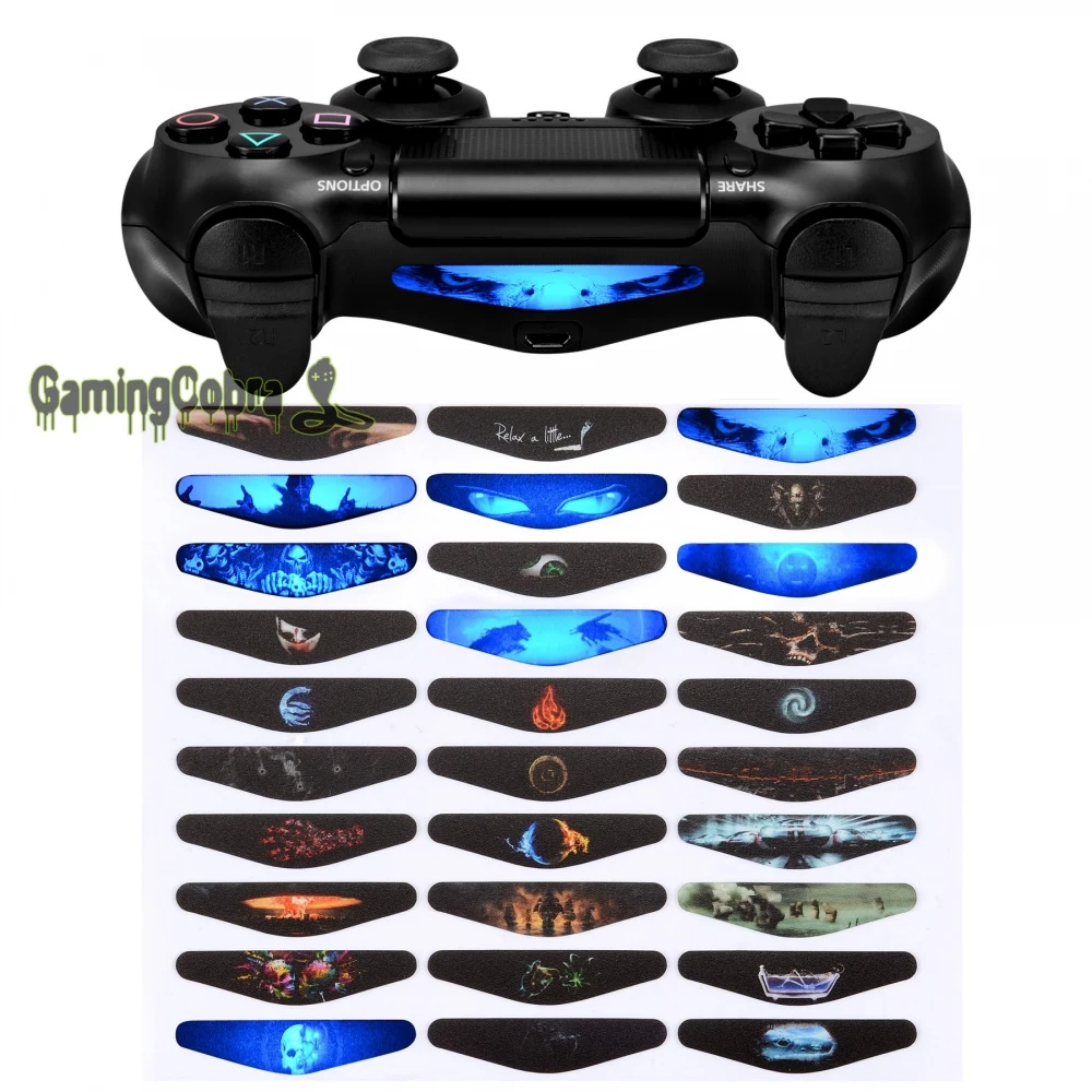 

30 Sets Color Artwork Design Led Lightbar Skin Stickers Cover for PS4 Pro Slim Controller