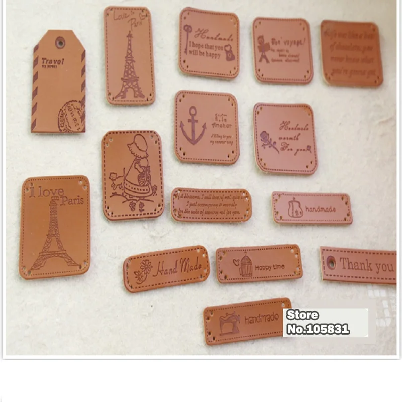 25 шт. кожаные этикетки для джинсов/одежды/сумок/чехлов|embossed leather labels|leather labelleather