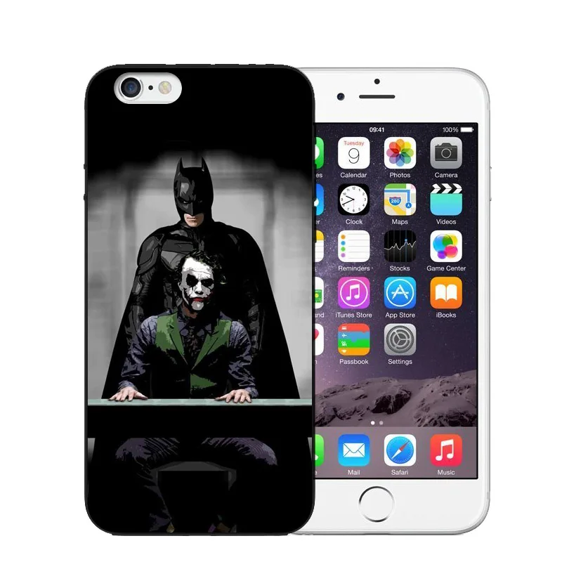 Мягкие чехлы с рисунком Джокера Бэтмена черного и белого цвета для iPhone X 8 8Plus 7 6 6S