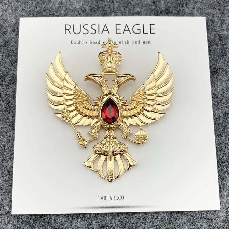 Россия двойная голова значки с орлом серебряная брошь булавки с драгоценным камнем свадебное украшение
