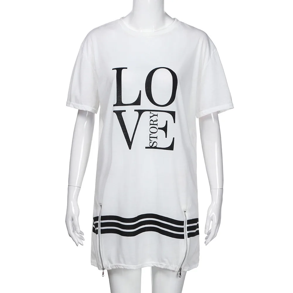 Свободное Повседневное платье на молнии с надписью LOVE модное уличное вечернее