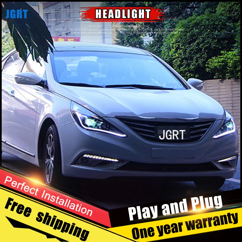 2 шт. автомобиль Стиль светодиодный фары для Hyundai Sonata 11 14 лет налобный фонарь DRL