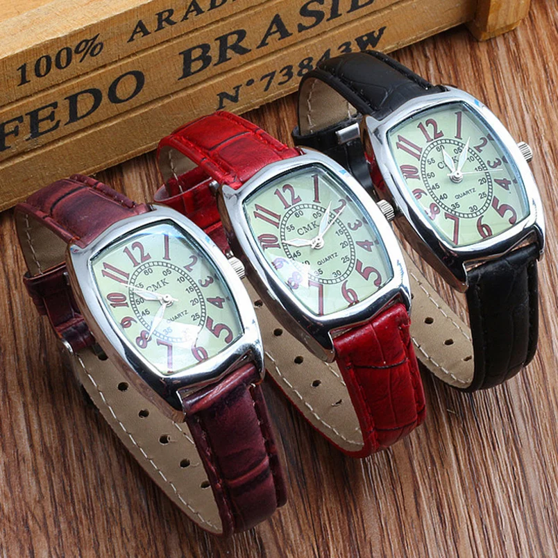 Ретро Tonneau женские кварцевые часы классические Reloj кожаный ремешок наручные