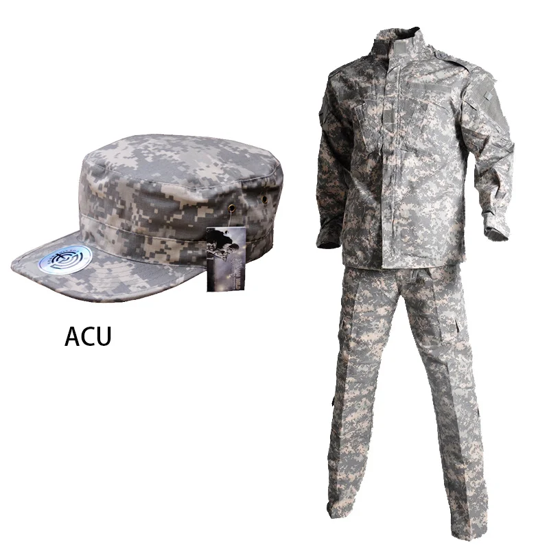 ACU Военная рабочая одежда, Униформа, мужские комплекты, куртка, кепка, армейские штаны, тактические куртки, костюм, тренировочная одежда, мужские брюки, летние брюки - Цвет: ACU