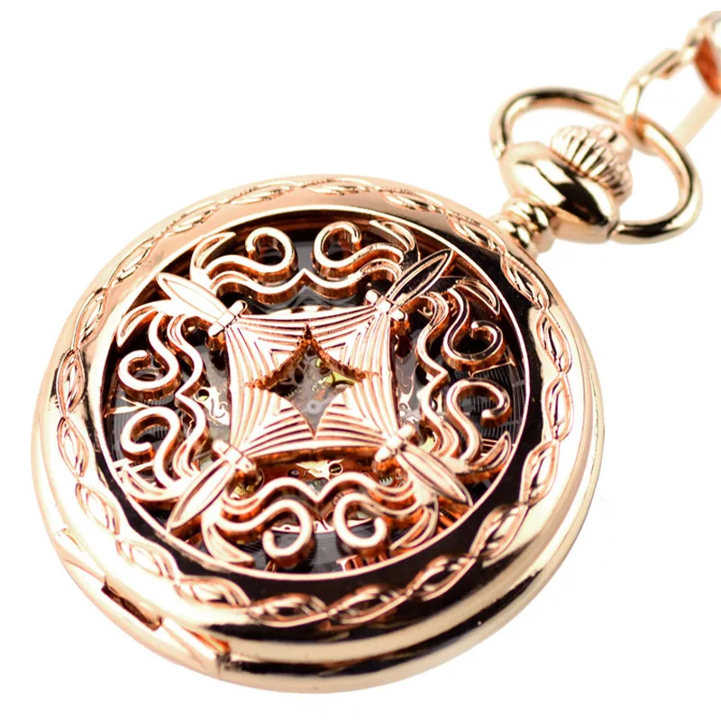 WOONUN новые карманные часы роскошные модные Механические цвета розового золота с