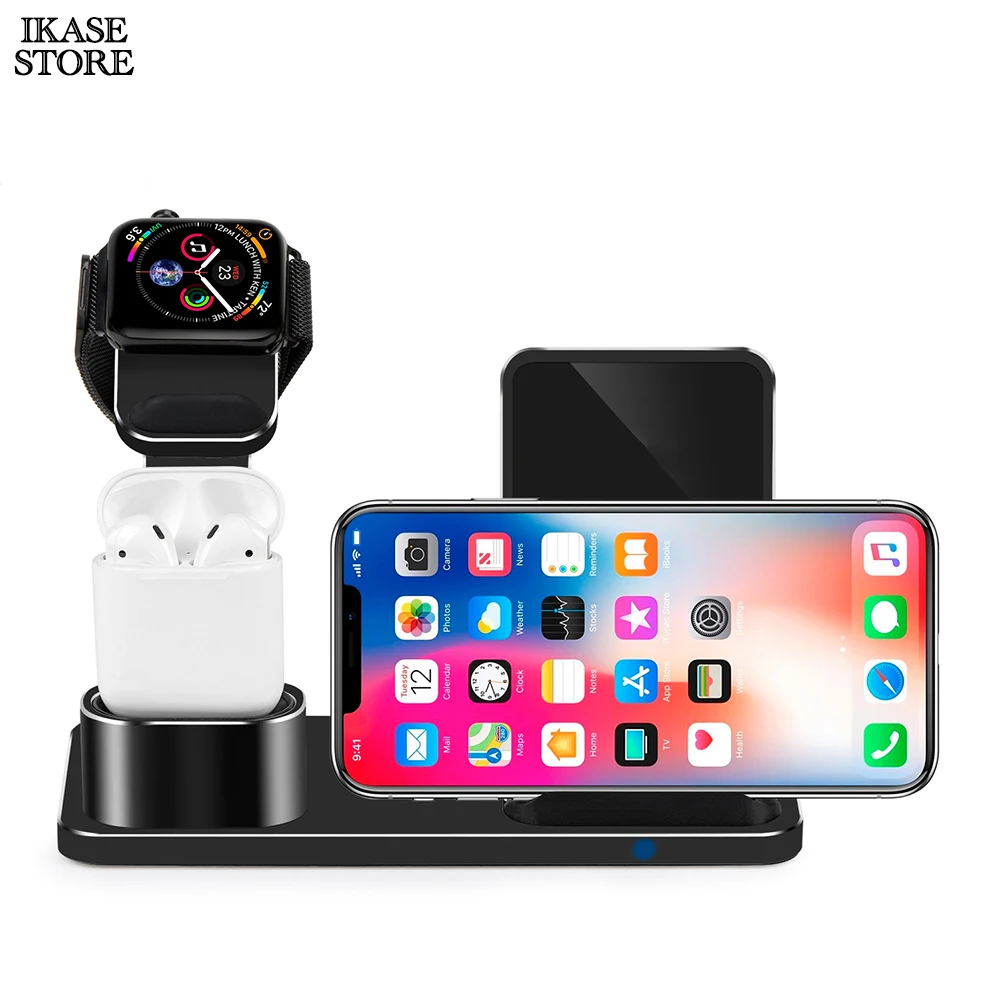 3 в 1 Беспроводная подставка для зарядного устройства для iphone Xs X Xr 8 plus, Ikase store Qi Беспроводное зарядное устройство для мобильного телефона быстрая Беспроводная зарядка