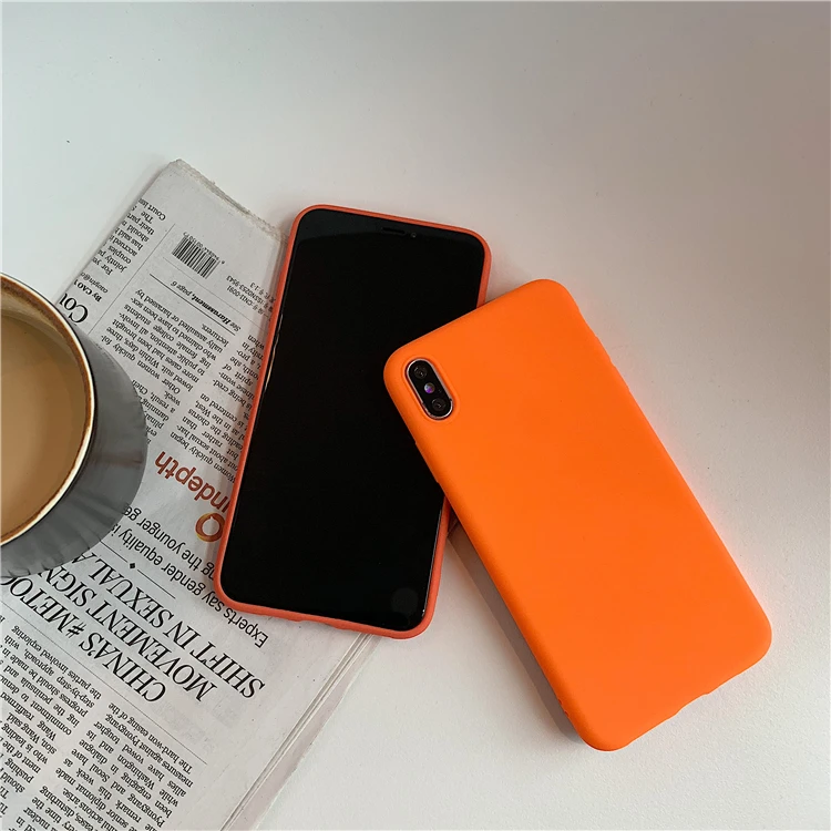 Крутой флуоресцентный оранжевый зернистый чехол для телефона для iphone XS Max XR 8 7 6S 6 Plus полное заднее покрытие Мягкий ТПУ чехол s Capa