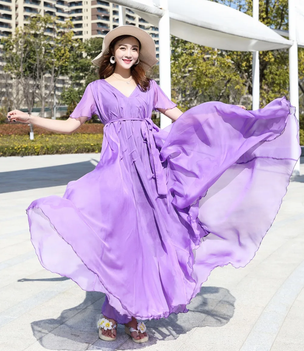 2018 Women's Chiffon Lightweight Bridesmaid Maxi Dress plus size celebrity/graduation/Dinner Beach Wedding Guest Sundress | Женская