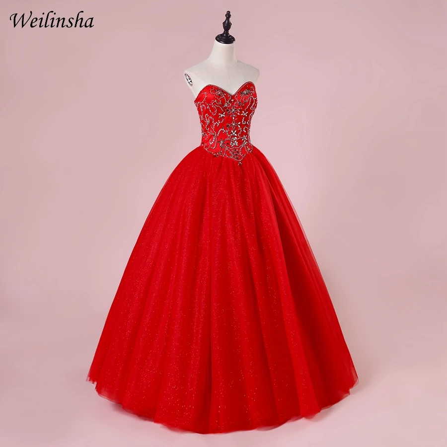Weilinsha New Arrival Custom Quinceanera Dresses Sweetheart Sparkling Beading Rhinestones Gowns Sweet 15 | Свадьбы и торжества