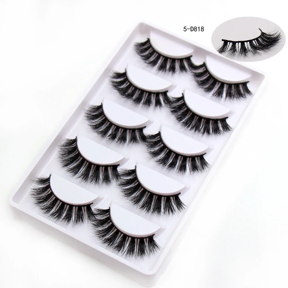 SOQOZ Eyelashes 3D Mink Luxury Handmade Lashes Natural Long Eye Fluffy False Lash 5 pairs D818 cosmeti | Красота и здоровье
