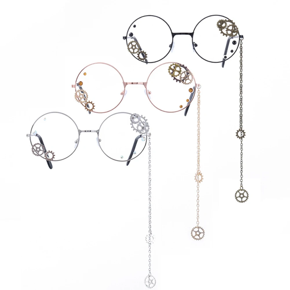 Мода стимпанк очки оправа унисекс Круглый Круг полый Шестерня цепь для очков |