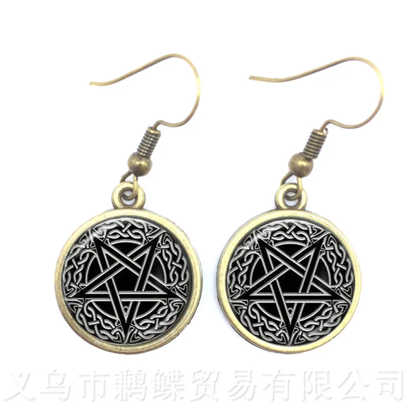 Новинка супернатуральные стеклянные серьги в виде пентаграммы готический кулон