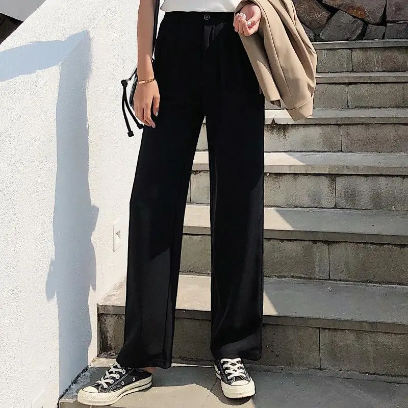 High Waist Women Baggy Pants Wide Leg Loose Female Long Trousers White Black Red Femme Pantalon S-xxl Fashion Workout | Женская одежда