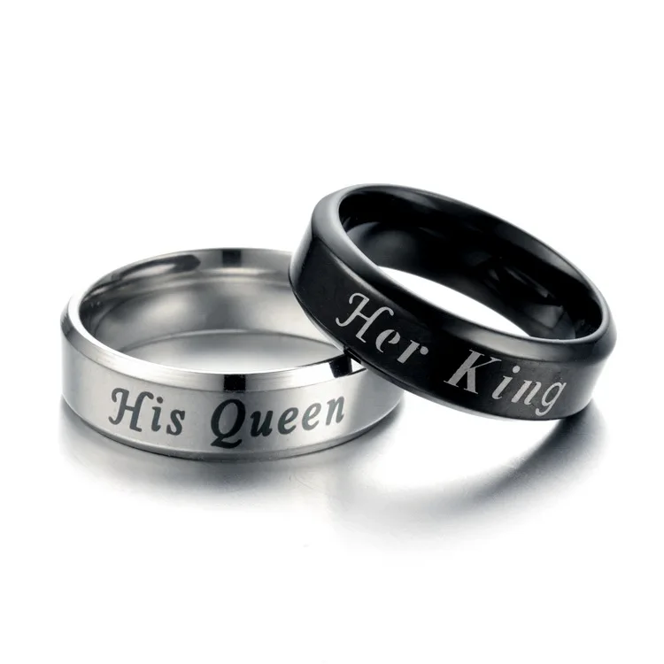 FENGLI King and Queen Women Men Rings Lover Anniversary Birthday Ring Black Charm Lovely Hand Jewelry Anillo | Украшения и