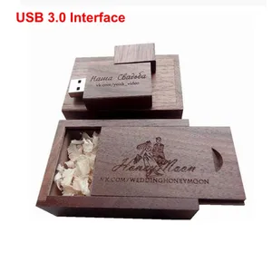 Новый логотип на заказ, деревянная USB-флешка с интерфейсом 3,0 из орехового дерева, флэш-накопитель, фотографии, слова