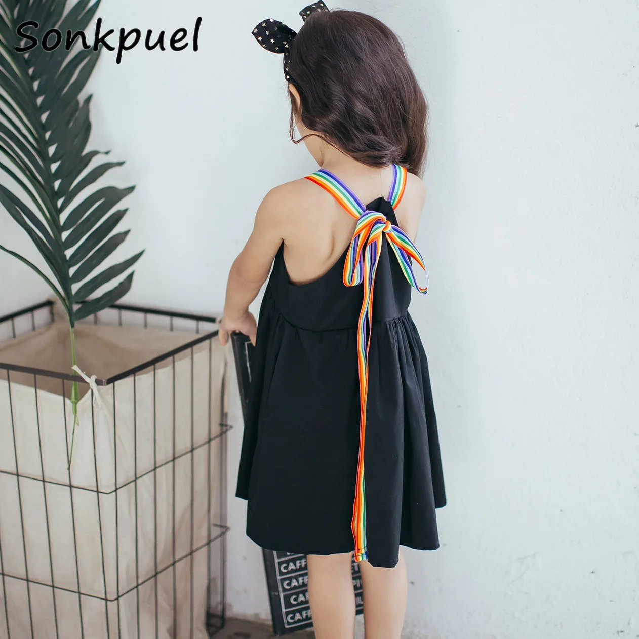 Новинка 2017 года детская одежда Радужный ремешок для девочек простое черное