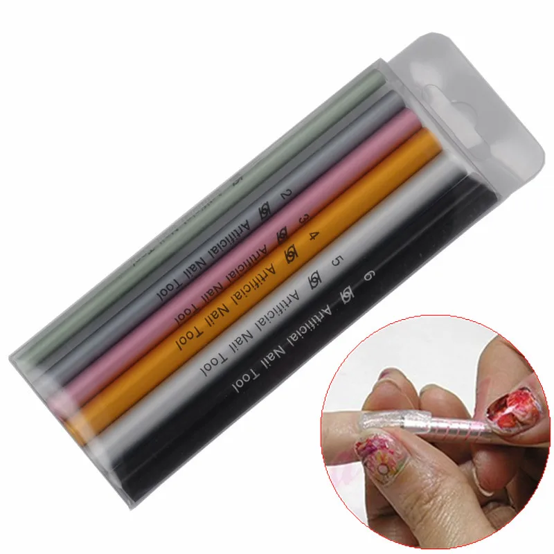 

6 Pcs Nail Art Tools Different Size Curve Rod Sticks Artificial Nail Tool