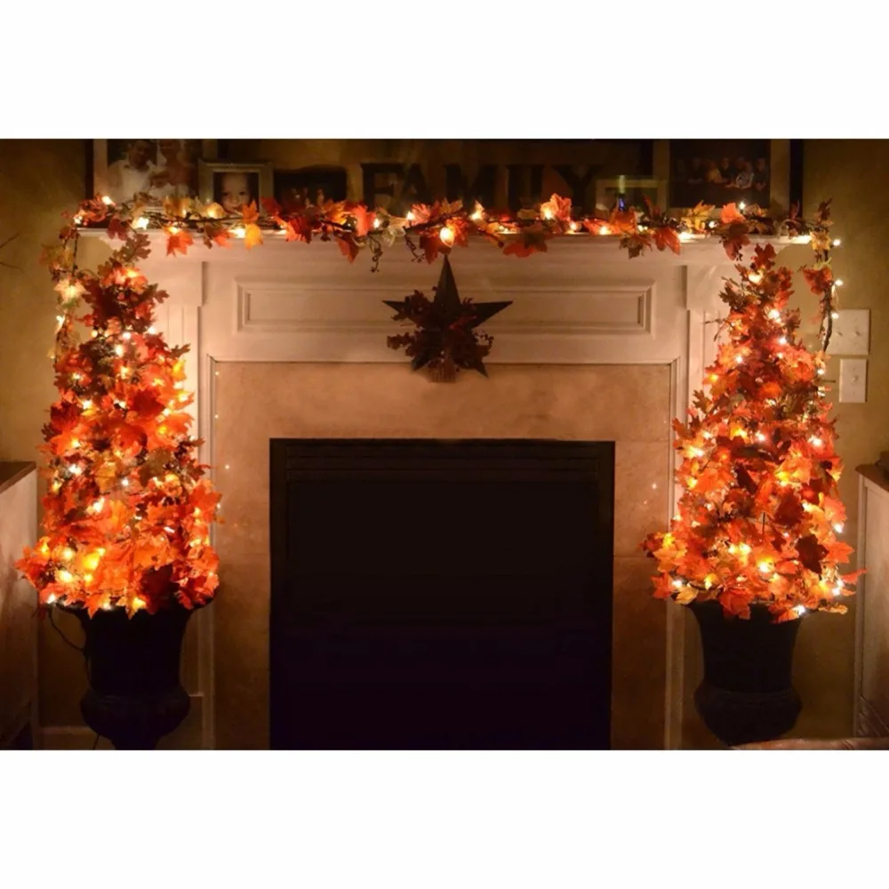 Осенняя гирлянда с подсветкой украшение на День Благодарения Хэллоуин 8 2 фута 20