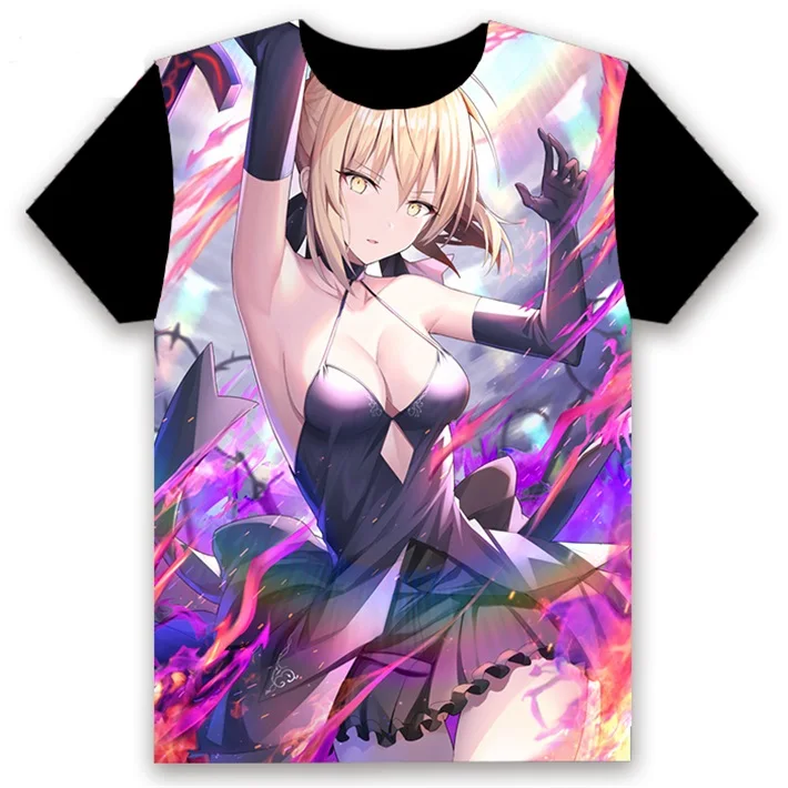 Модная футболка с Аниме игра Fate/stay night FGO Saber Alter Косплей короткий рукав Женская Мужская черная футболка повседневные забавные летние топы - Цвет: 20