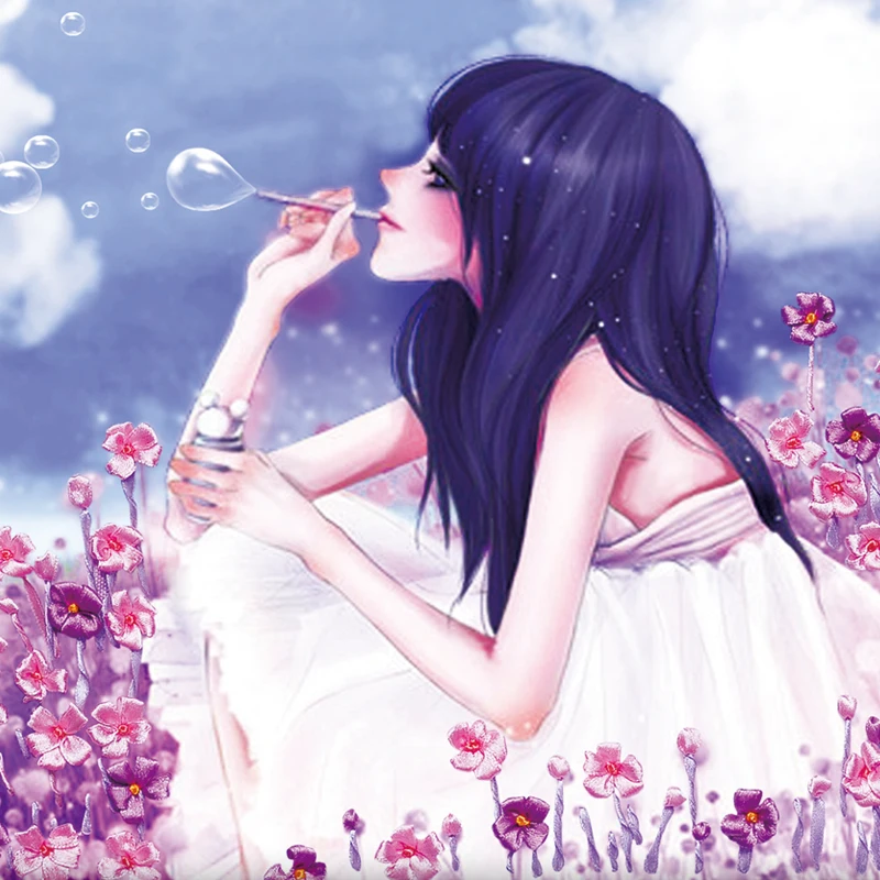 DIY ленты вышивка мультфильм девушка декоративная картина холст цветные HD печать