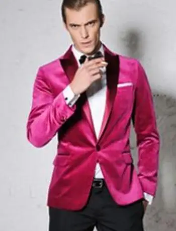 

Classic Style One Button Fuchsia Velvet Groom Tuxedos Peak Lapel Groomsmen Men Blazers Suits (Jacket+Pants+Tie) NO:503