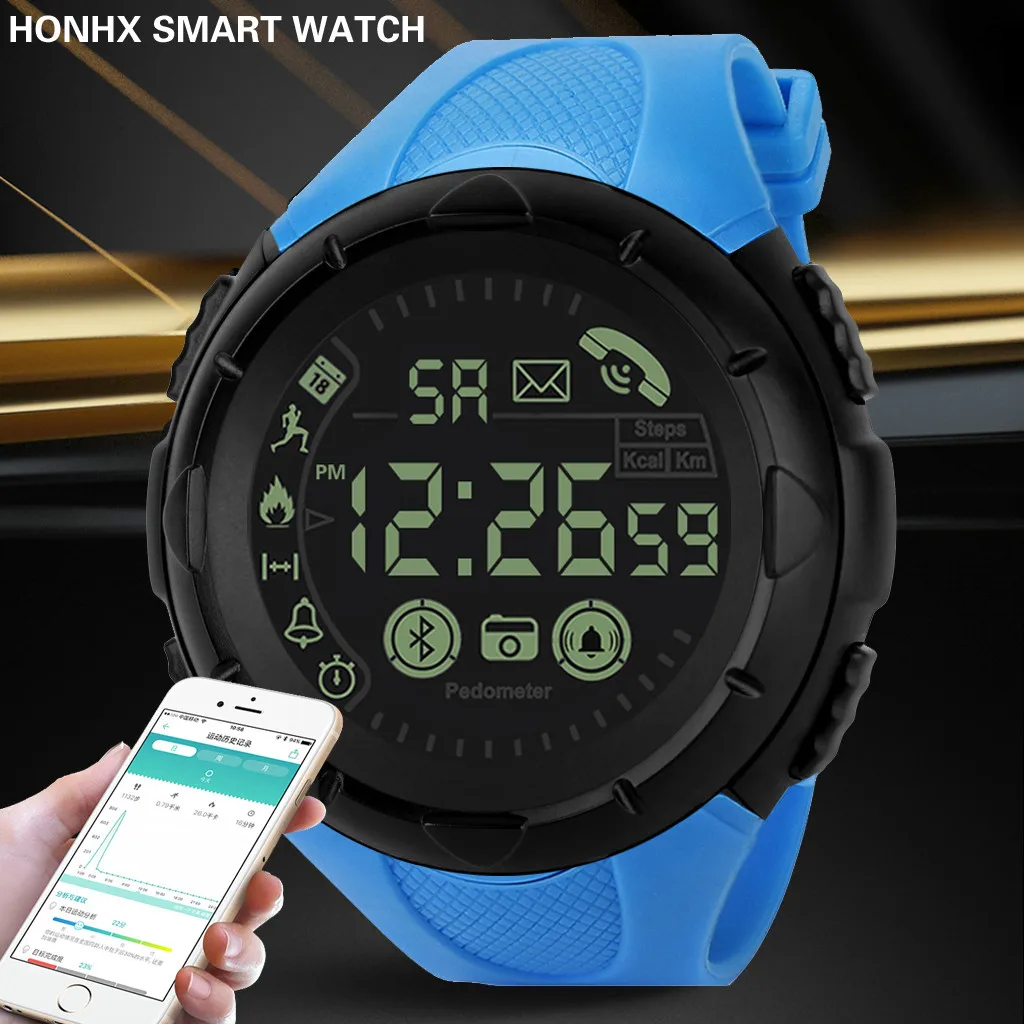 Модные мужские умные часы цифровые спортивные наручные с Bluetooth