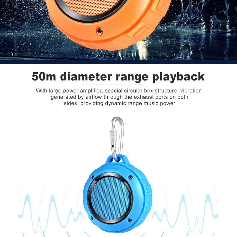 Открытый Портативный беспроводной Bluetooth динамик Водонепроницаемый мини крюк динамик s стерео музыка бас динамик HandFree громкий динамик F4