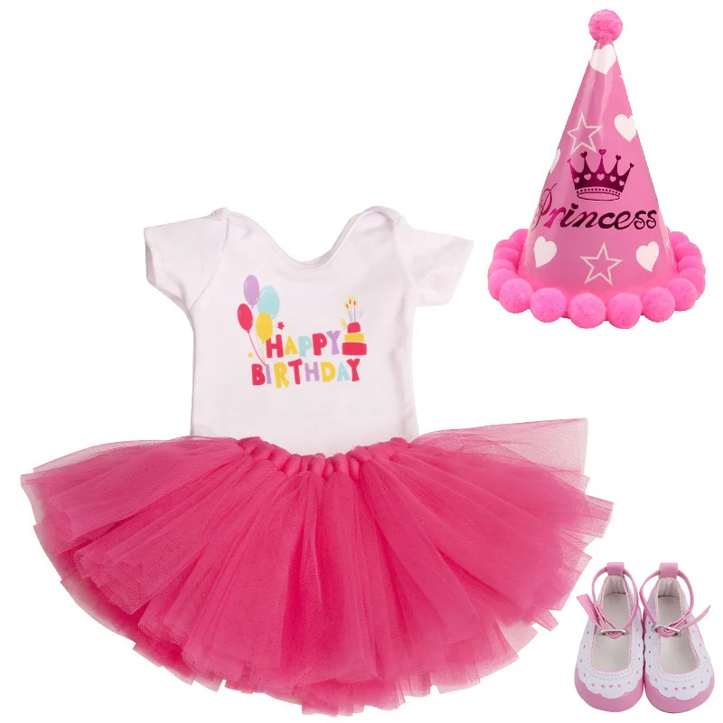 18 inch Girls doll dress Birthday suit Christmas suit with shoes American born clothes Baby toys fit 43 cm baby dolls c646
