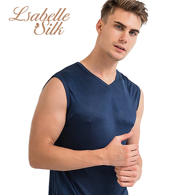 Лето 100% натуральный шелк без рукавов плюс размер майка мужская debardeur homme singlet tanktop