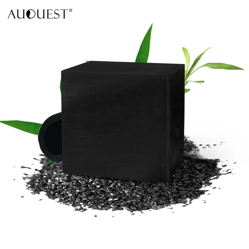 Pure AuQuest Bamboo Charcoal Handmade Oil Soap Exfoliation Pores Shrink Bioactive Whitening Body Face Cleanser Beauty Skin Care | Красота и