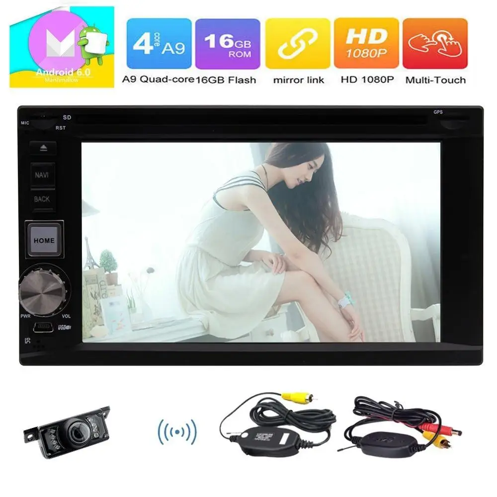Rear Camera+Android 6.0 2 DIN Head Unit In console Car DVD GPS navigation WIFI FM Radio Receiver Android supports 3G/4G OBD2 | Автомобили