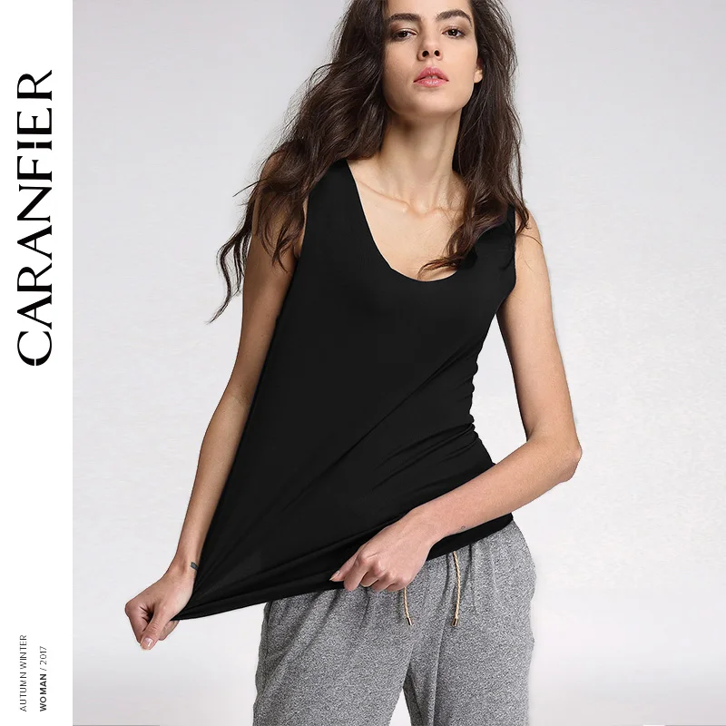 CARANFIER 2017 модная футболка без рукавов женские майки трикотажные восстановленные