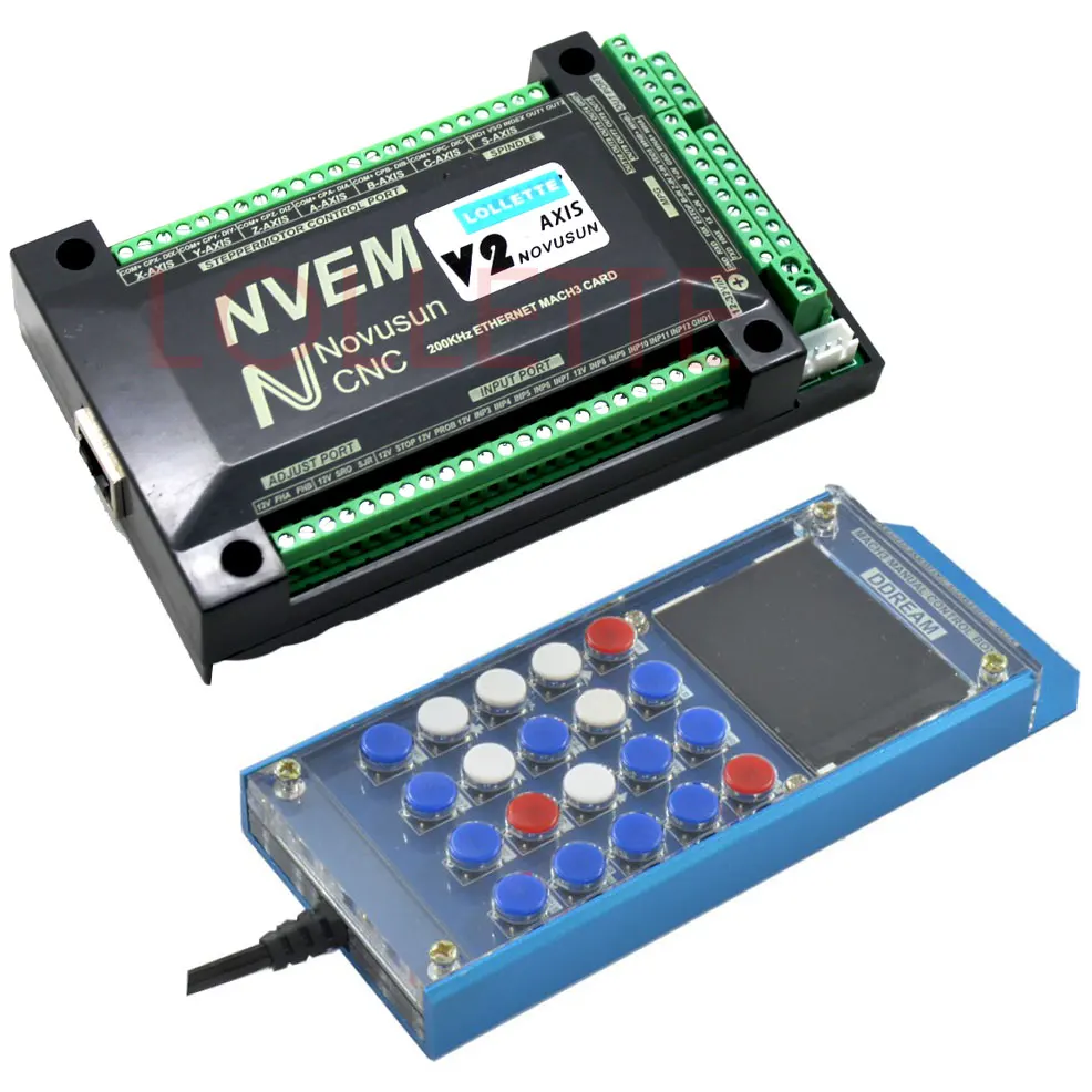 NVEM V2 6 осевой контроллер с ЧПУ 200 кГц Ethernet MACH3 Motion control Card+ 6 осевой MPG lcd ручной импульсный генератор