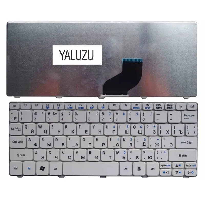 

YALUZU RU White New FOR ACER D255 D256 D257 EM350 N55C ZH9 ZE6 ONE 522 533 532G AO532h 532H 521 AO522 Laptop Keyboard Russian