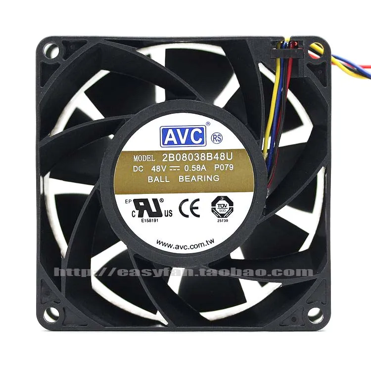 Новый AVC 2B08038B48U 8038 8CM 48V 0.58A PWM вентилятор охлаждения с двумя шарикоподшипниками |