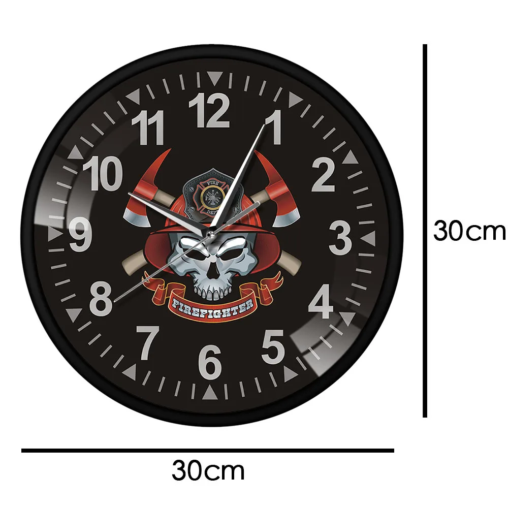 Пожарный череп с перекрещенными осями черный алюминиевый каркас настенный Clcok