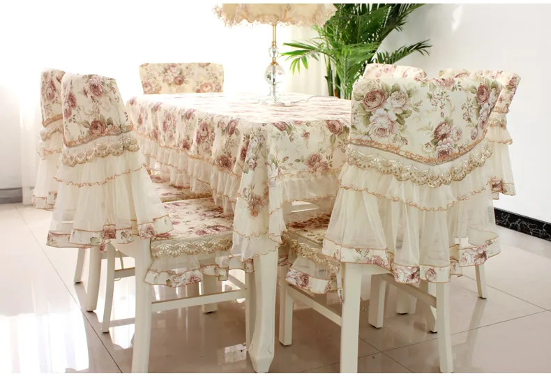 Набор для обеденного стола кружевная скатерть рустикальная чехол стула тканевый